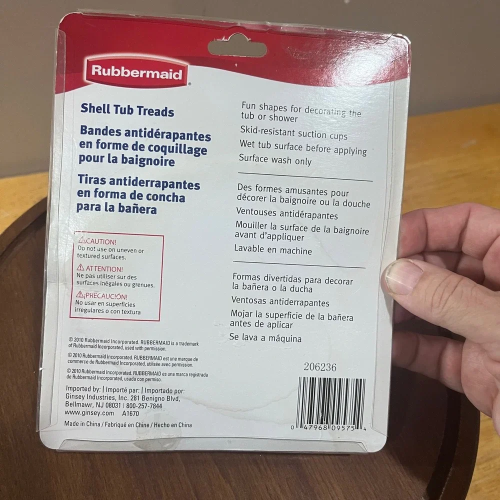Rubbermaid‎ Shell Tub Treads Clear Seashell Non Slip Suction 5pc Set 206236 Vtg